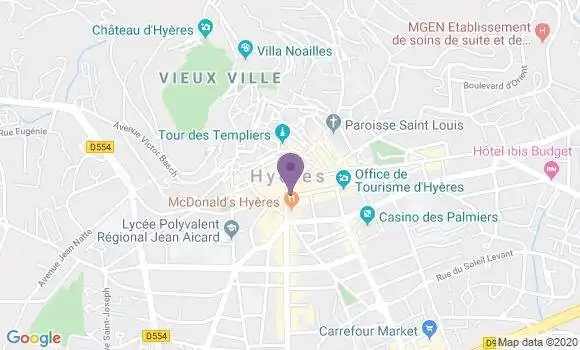 Localisation Hyeres Hotel de Ville - 83400