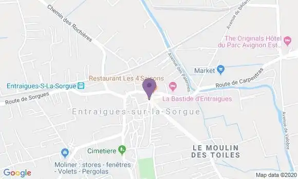 Localisation Entraigues sur la Sorgue - 84320