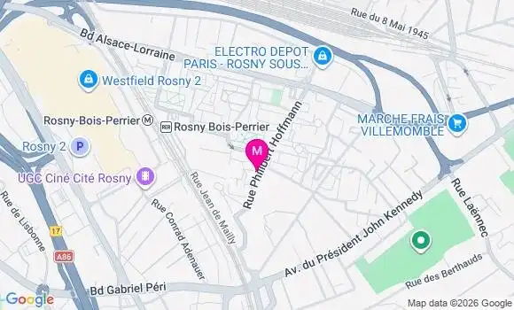 Localisation Rosny sous Bois Perrier - 93110