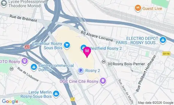 Localisation Rosny sous Bois Ctre Commercial - 93110