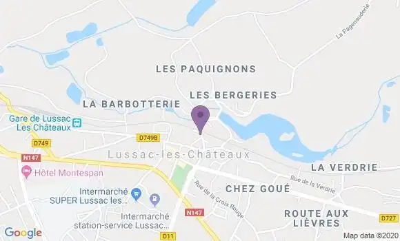 Localisation Lussac les Chateaux - 86320
