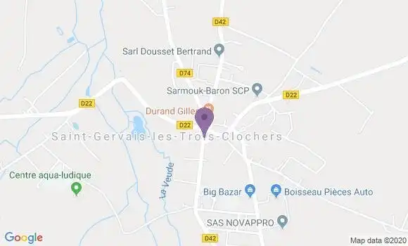 Localisation Saint Gervais les Trois Clochers - 86230
