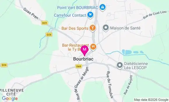 Localisation Bourbriac - 22390
