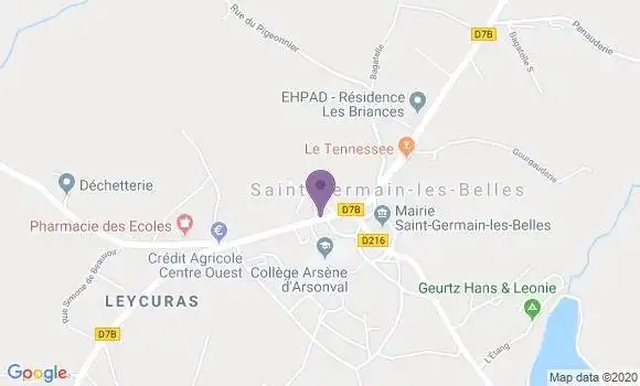 Localisation Saint Germain les Belles - 87380