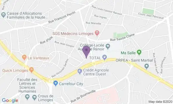 Localisation Limoges Vanteaux - 87000