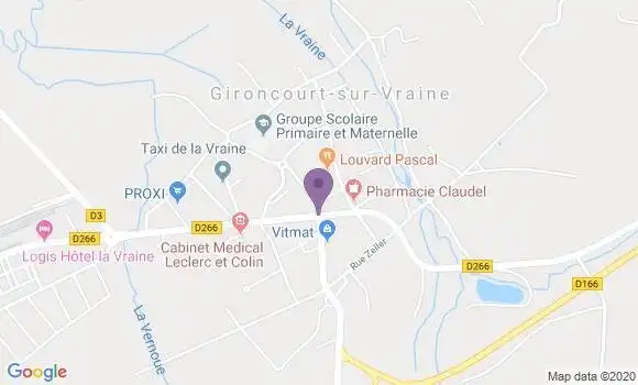 Localisation Gironcourt sur Vraine Bp - 88170