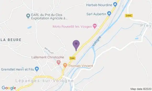Localisation Lepanges sur Vologne Bp - 88600