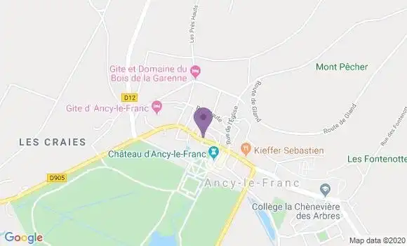 Localisation Ancy le Franc Bp - 89160
