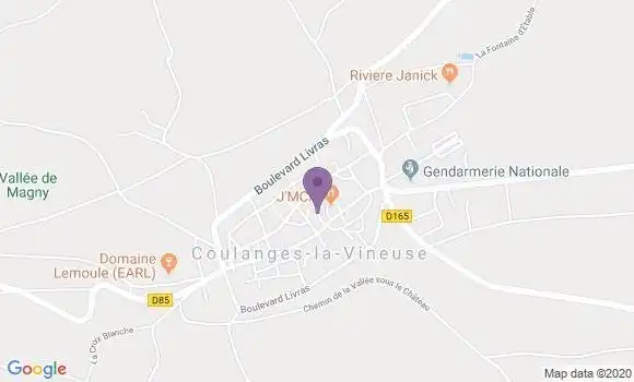 Localisation Coulanges la Vineuse Bp - 89580