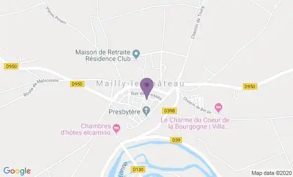 Localisation Mailly le Chateau Bp - 89660