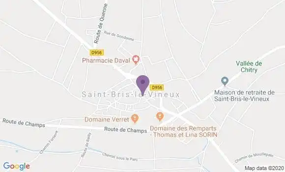 Localisation Saint Bris le Vineux Bp - 89530