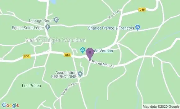 Localisation Saint Leger Vauban Ap - 89630