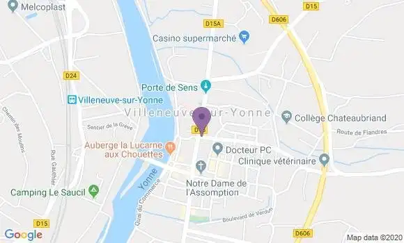 Localisation Villeneuve sur Yonne - 89500