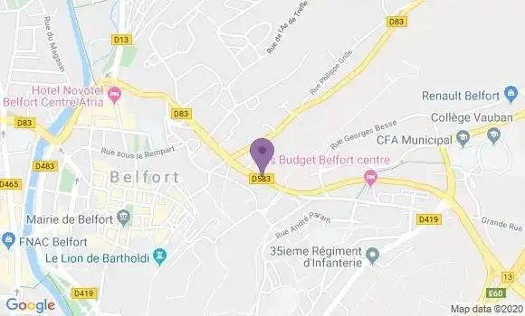 Localisation Belfort les Glacis Bp - 90000