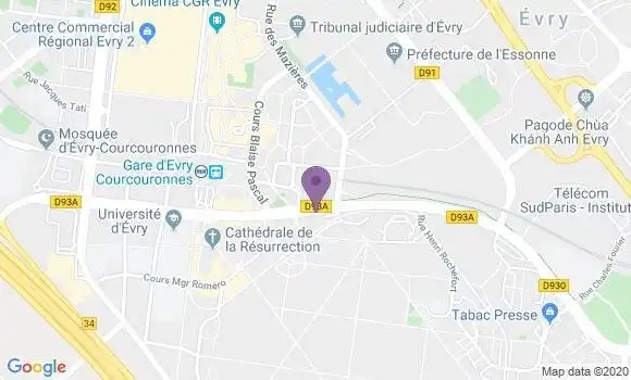 Localisation Evry Hotel de Ville Bp - 91000