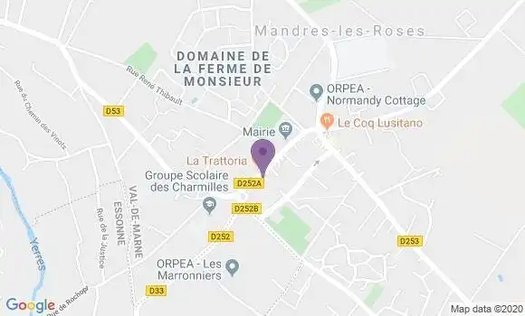 Localisation Mandres les Roses - 94520