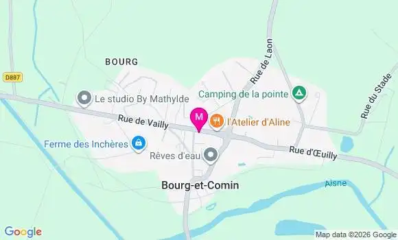 Localisation Bourg et Comin - 02160