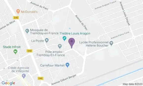 Localisation Roissy Aerogare 2 - 93290