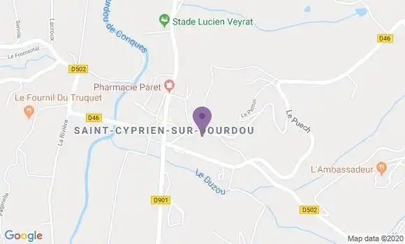 Localisation Saint Cyprien sur Dourdou - 12320