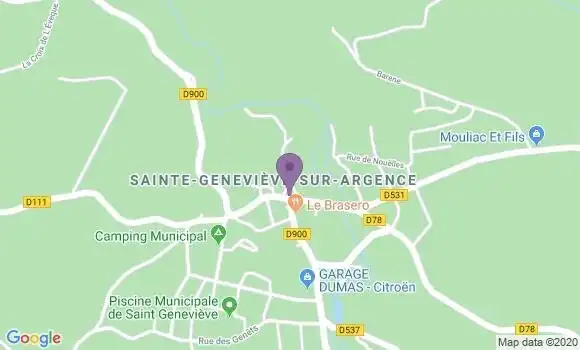 Localisation Sainte Genevieve sur Argence - 12420
