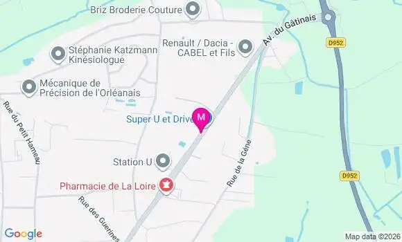 Localisation Super U - 45110