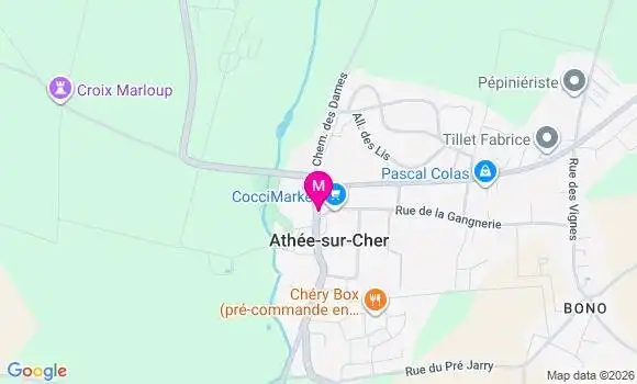 Localisation Athee sur Cher - 37270