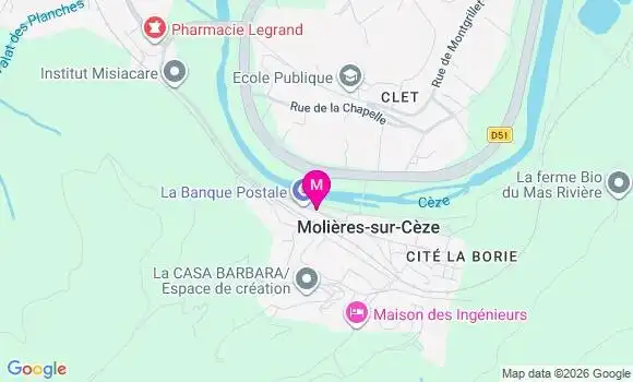 Localisation Molieres sur Ceze Ceze - 30410