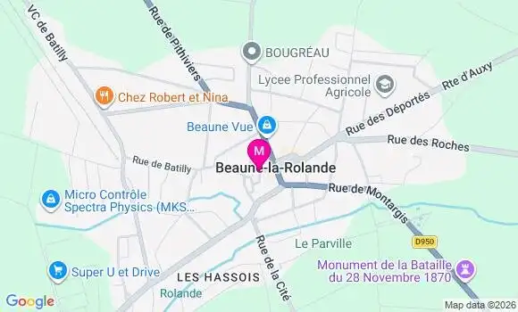 Localisation Beaune la Rolande Ville - 45340