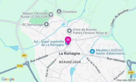 Localisation La Romagne Mairie - 49740
