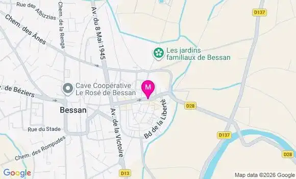 Localisation Bessan Mairie - 34550