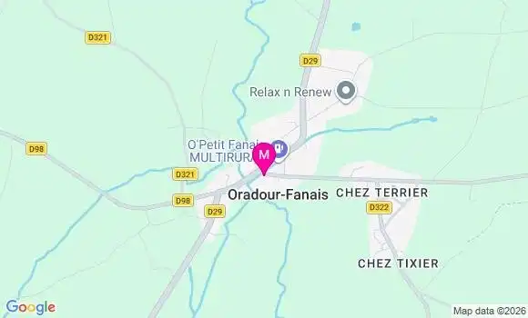 Localisation Oradour Fanais - 16500
