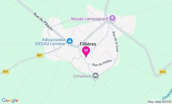 Localisation Fillieres - 54560