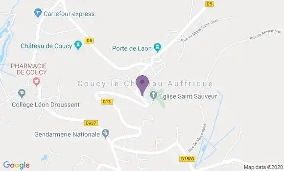 Localisation Coucy le Chateau Auffrique - 02380