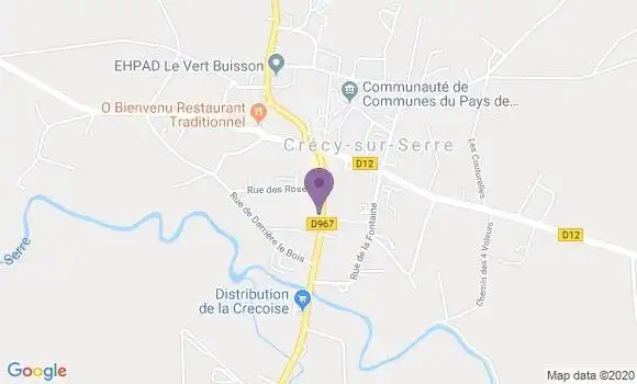 Localisation Crecy sur Serre - 02270