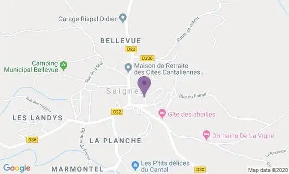 Localisation Saignes - 15240