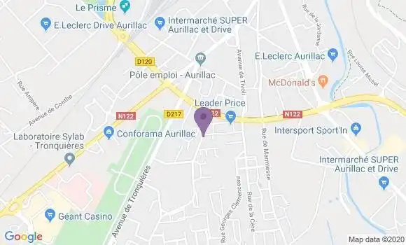 Localisation Aurillac Marmiers Bp - 15000