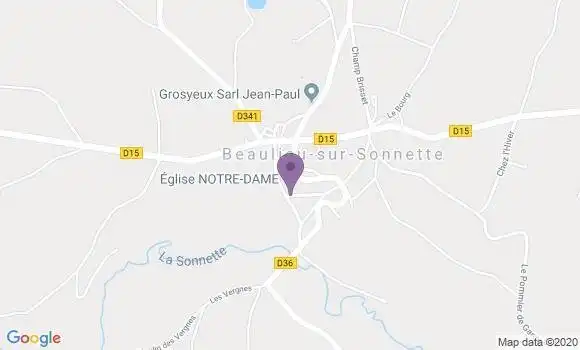 Localisation Beaulieu sur Sonnette Ap - 16450