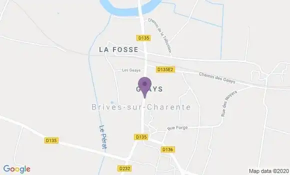 Localisation Brives sur Charente Ap - 17800