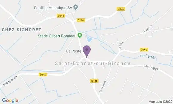 Localisation Saint Bonnet sur Gironde Bp - 17150