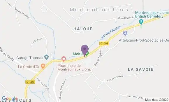 Localisation Montreuil Aux Lions Bp - 02310