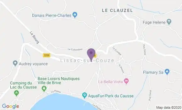 Localisation Lissac sur Couze Ap - 19600