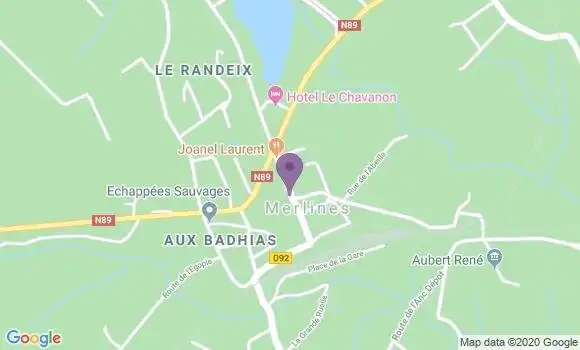 Localisation Merlines - 19340