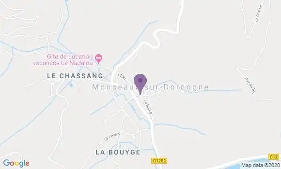 Localisation Monceaux sur Dordogne Bp - 19400
