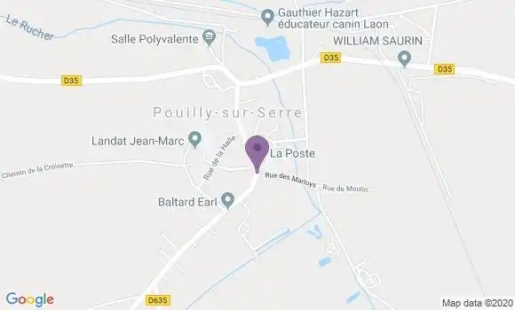 Localisation Pouilly sur Serre Bp - 02270
