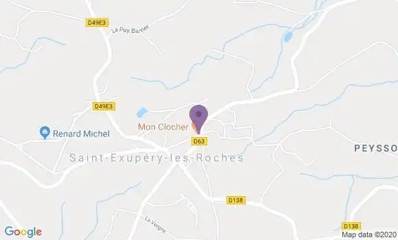 Localisation St Exupery les Roches Ap - 19200