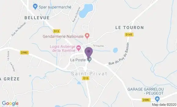 Localisation St Privat - 19220