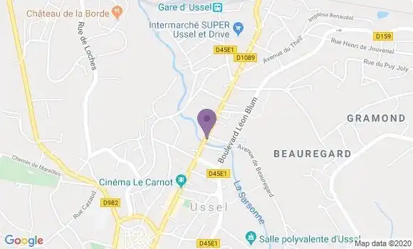 Localisation Ussel Sarsonne Bp - 19200