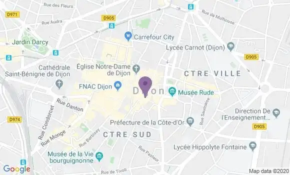 Localisation Dijon Hotel de Ville - 21000