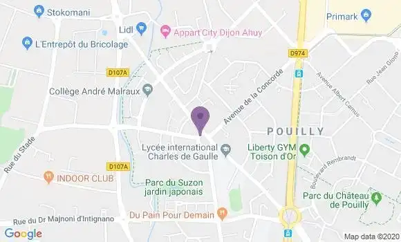 Localisation Dijon Quartiers de Pouilly Bp - 21000