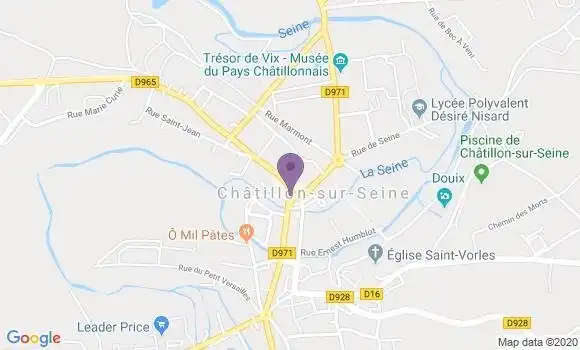 Localisation Chatillon sur Seine - 21400